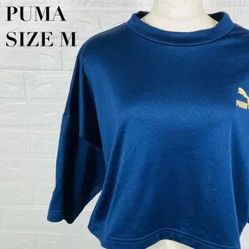 PUMA 푸마 크롭 기장 와이드 맨투맨 네이비 M 사인 포함