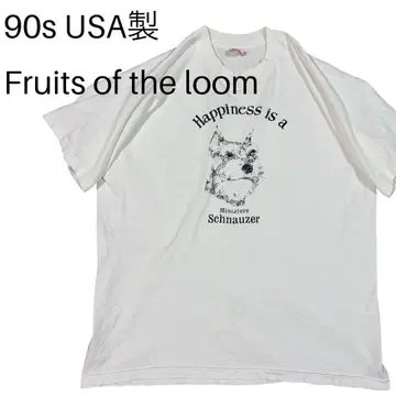 fruit of the loom 강아지 티셔츠 90s 싱글 스티치 화이트