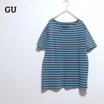 지유 T셔츠 보더 면 혼방 젠더리스 캐주얼 S