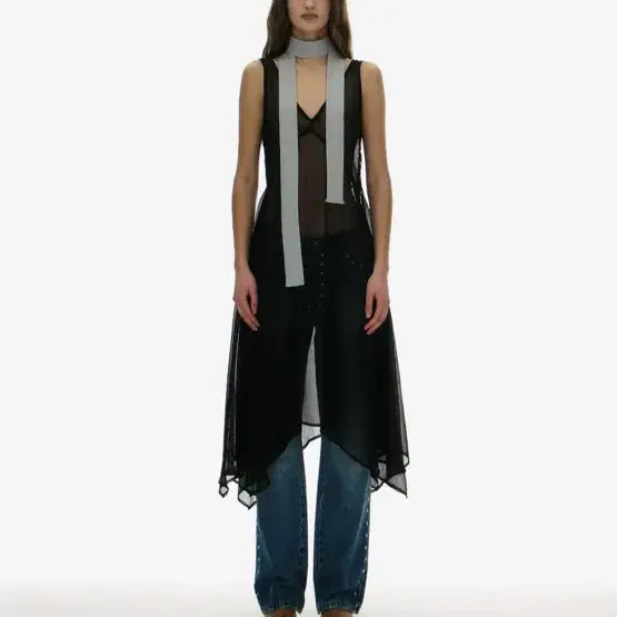 파르티멘토 우먼 sheer unbalance layered dress