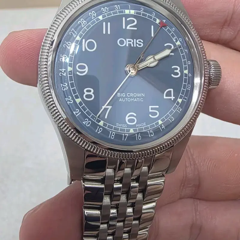 오리스 빅크라운 포인터데이트 40mm 블루 브레이슬릿 풀세트