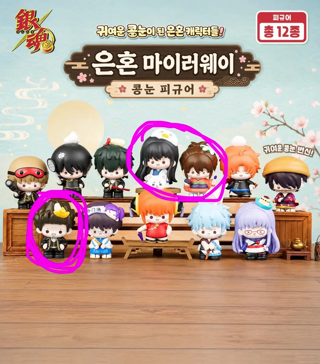 은혼 마이러웨이 콩눈 피규어 카츠라 코타로 * 콘도 * 시무라 타에 3종