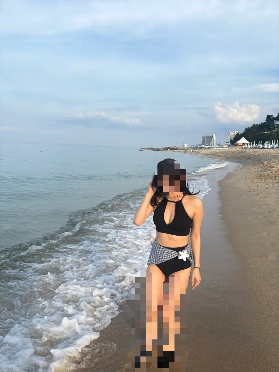 여성 수영복 하이웨스트 비키니 세트 블랙