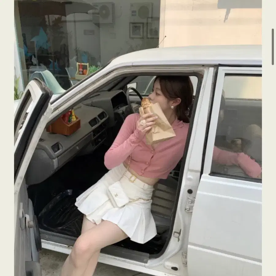 서쿠키 코듀로이 스커트 화이트