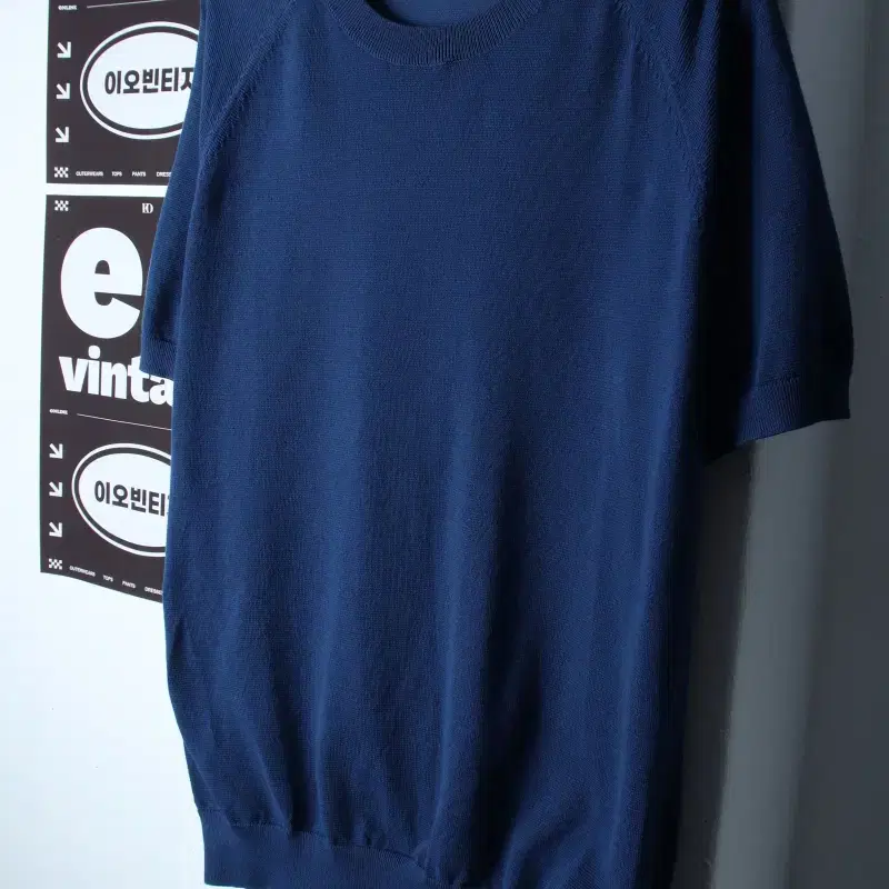(XL-2XL) 유니클로 반팔 티셔츠 니트 나그랑 블루 놈코어-H35645