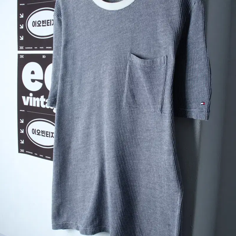 (L-XL) 타미힐피거 반팔 티셔츠 스트라이프 네이비 올드스쿨-H35674