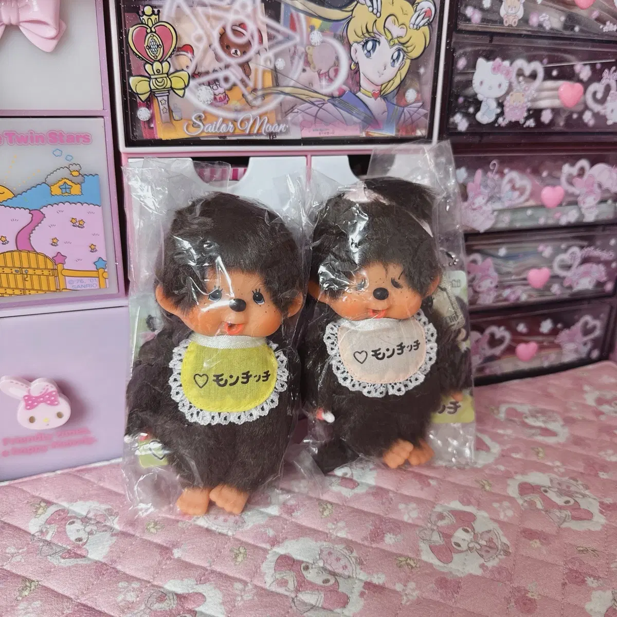 전시회 한정 몬치치 울보 파란눈 남아 키링 세트
