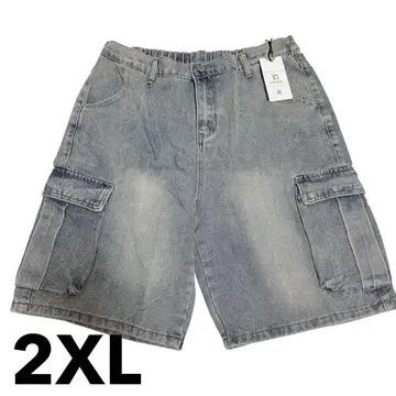 미사용 새상품 FOMANSH 데님 카고 숏팬츠 2XL 라이트 블루