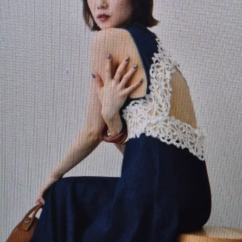 (해외배송)데님 백리스 민소매 레이스 원피스 2컬러