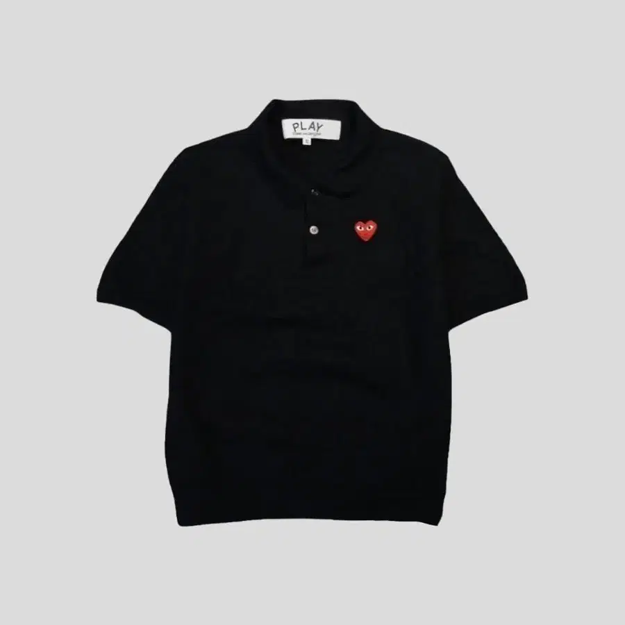 꼼데가르송 플레이 블랙 화트 와펜로고 울100 카라넥 니트 MADE IN JAPAN WOMANS L