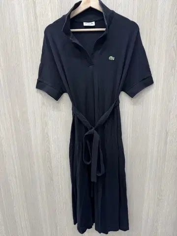 LACOSTE 반팔 폴로 원피스 블랙
