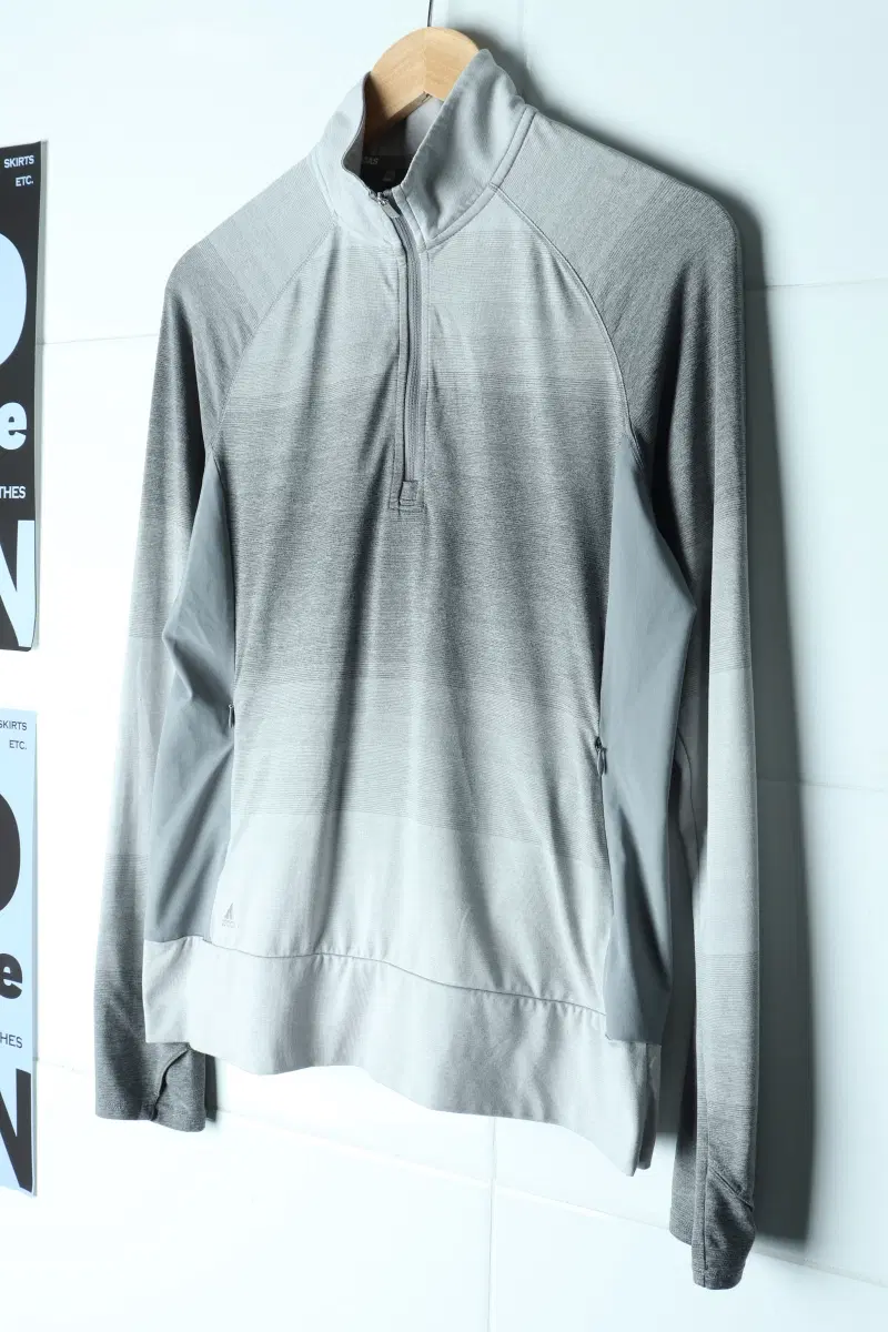 (M-L) 아디다스 긴팔티셔츠 골프 기능성 반집업 그레이-H35734