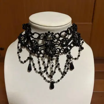블랙 비즈 초커 목걸이