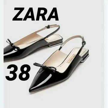 ZARA 자라 리본 디테일 플랫 슬링백 슈즈 펌프스
