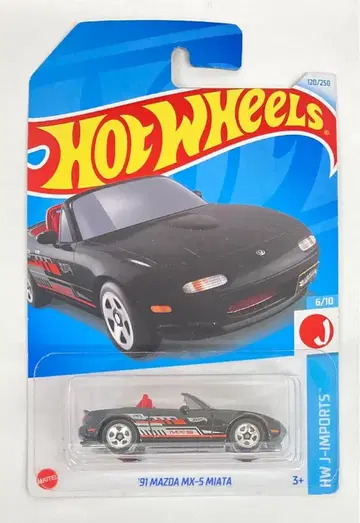 MATTEL HOTWHEELS HW J-IMPORTS 6/10 HTC47 '91 MAZDA MX-5 MIATA/블랙 120/250