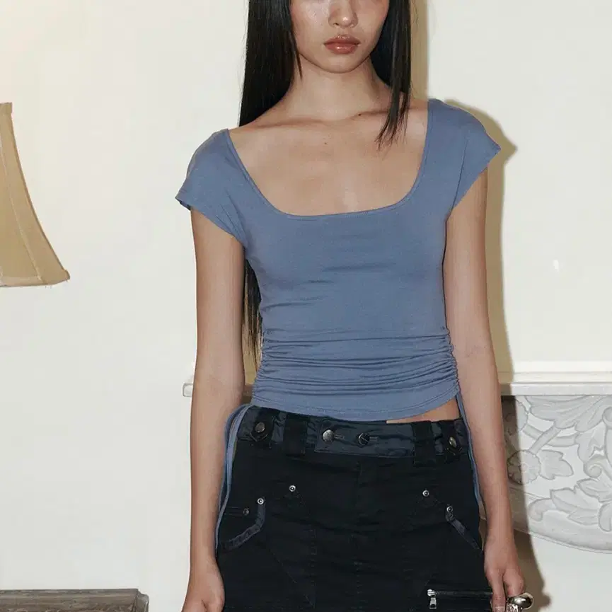 플리즈노팔로우 peachy shirring top