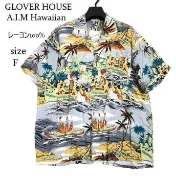 GLOVER HOUSE 레이온 100% 알로하 셔츠 올 패턴 AIM 하와이안