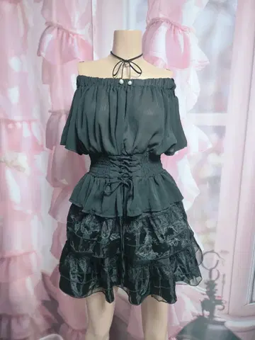 ANZU 오프숄더 레이스업 리본 블라우스