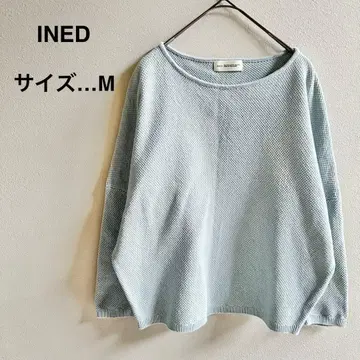 INED 니트 코튼 니트 M 면 100% 긴팔 민트 심플 고급