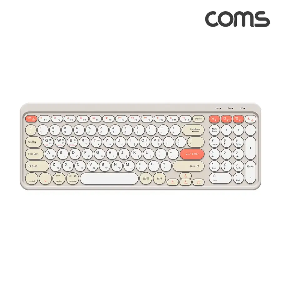 딜러가격(새상품)[AB104] Coms 블루투스 무선키보드 2.4Ghz & Bluetooth Cream 듀얼모드 지원