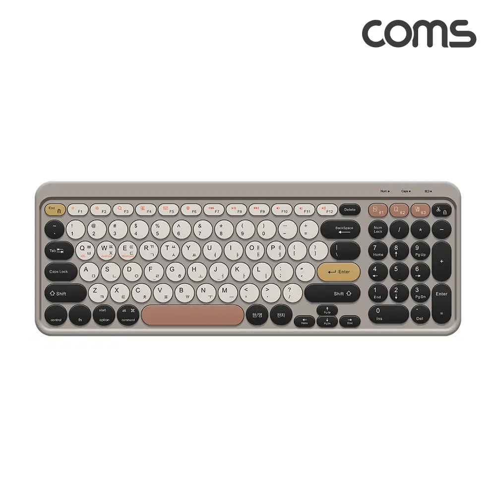 딜러가격(새상품)[AB105] Coms 블루투스 무선키보드 2.4Ghz & Bluetooth Brown 듀얼모드 지원