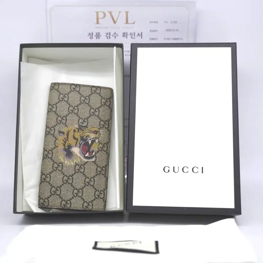 [GUCCI] 구찌 GG 슈프림 타이거 프린트 장지갑 (PVL 정품 검수 완료)