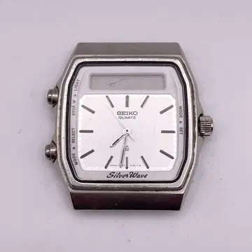 부동산 SEIKO 실버 웨이브 남성용 손목시계 아날로그 디지털 1980년대