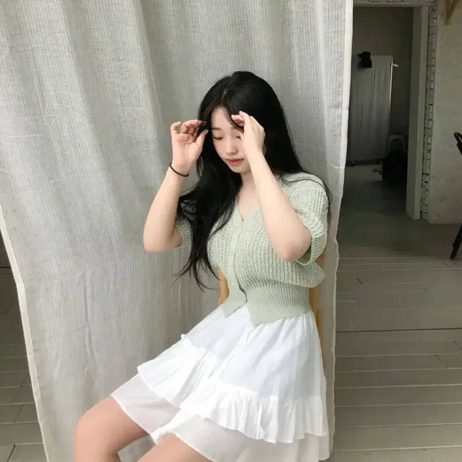 영앤리치 반팔 가디건