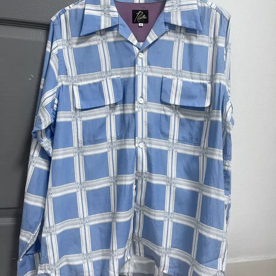 니들스 빠삐용 나비 체크 셔츠 블루 (needles papillon plaid shirt)