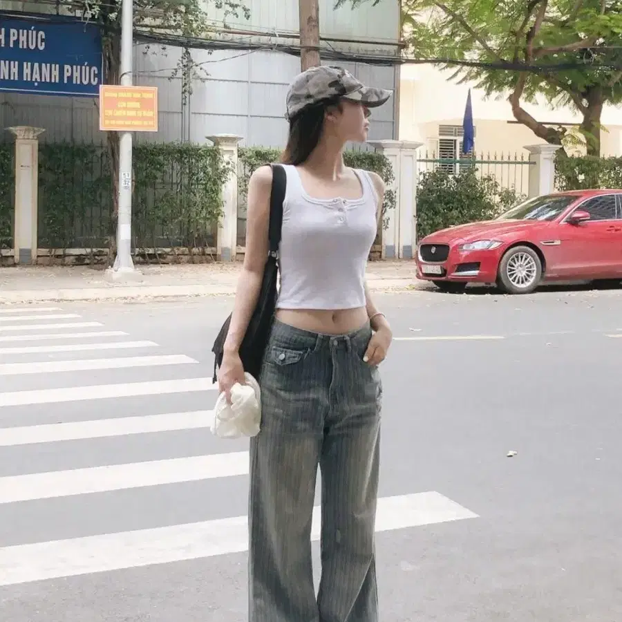 스트라이프 워싱 데님 청바지 (연청)