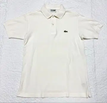 LACOSTE 화이트 피케 셔츠 문자 악어 오사와 상회 일본제 L1212