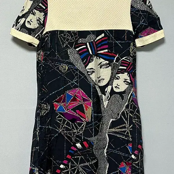 KENZO 겐조 팝아트 일러스트 여자 미니 원피스 반팔 XS 85 44