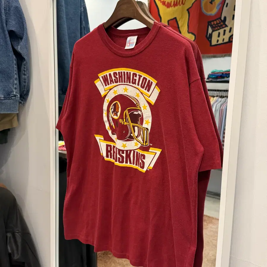 80-90s Vtg NFL 워싱턴 레드스킨스 반팔 티셔츠 (made in USA)