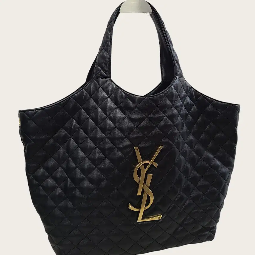 생로랑 블랙 램스킨 YSL 금장 아이케어 맥시 쇼퍼백 사진 3