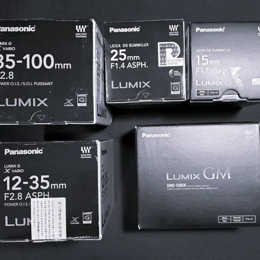 Panasonic Lumix GM5  박스 풀셋 종결 패키지 - Micro Four Thirds 정석 렌즈 5종 일괄 구성