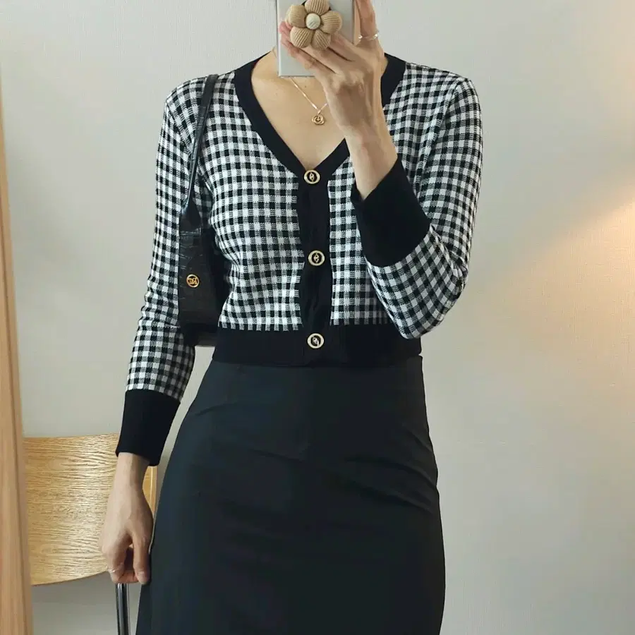 (F)여성 브이넥 긴팔 트위드 크롭 가디건 K7W4773