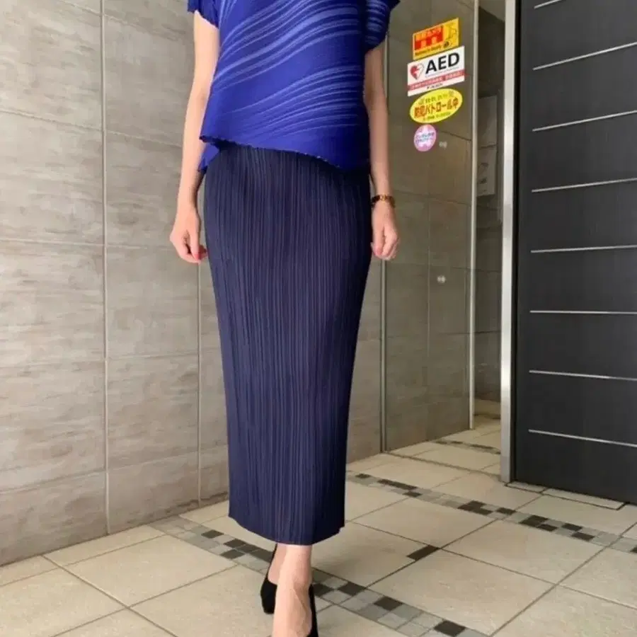 [새상품] 플리츠플리즈 이세이미야케 베이직스커트 네이비 me