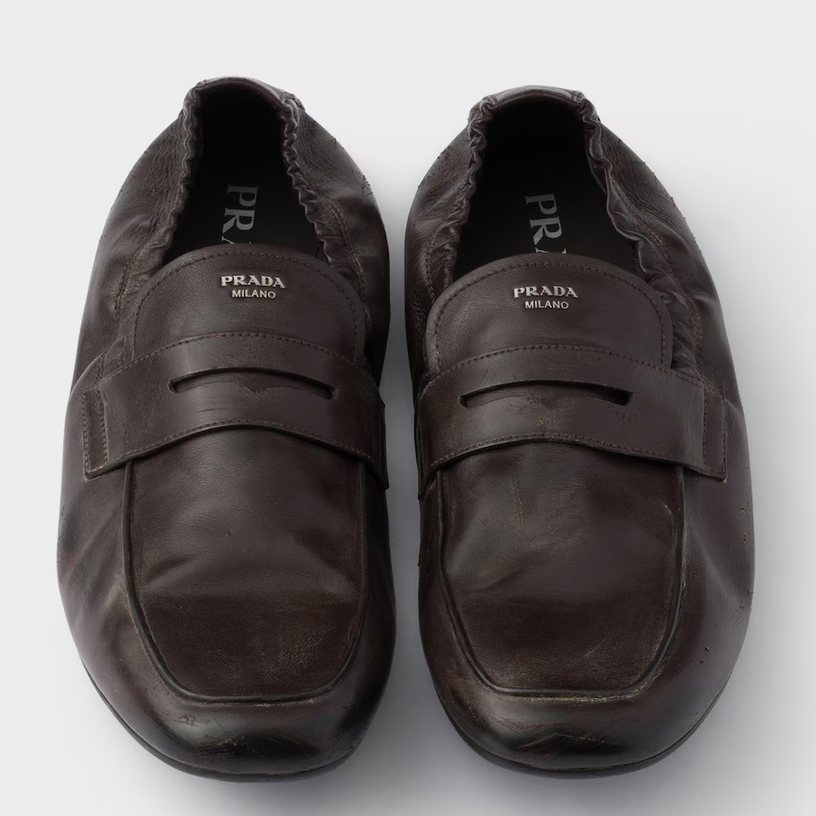 prada Shuffle antiqued leather loafers