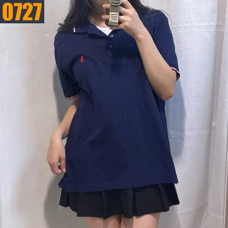 100 POLO 폴로 랄프로렌 커스텀핏 네이비 카라 티셔츠