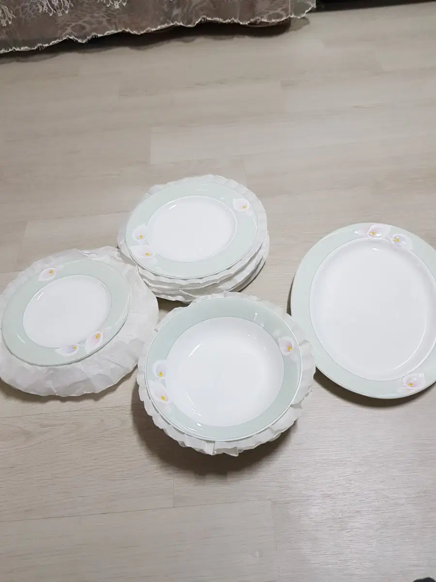 빈티지행남사꽃 문양 접시 세트