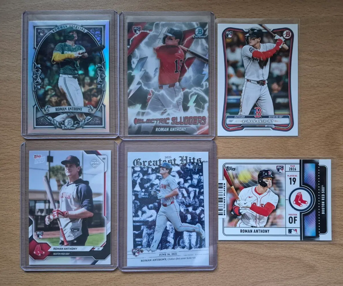 MLB 탑스, 바우만 보스턴 로만 앤써니 루키카드 6장랏 판매합니다.