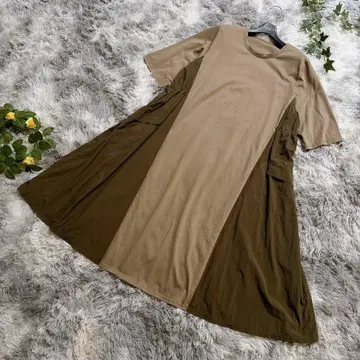 새상품급 missel 도킹 롱 원피스 드로스트 카키 프리 사이즈