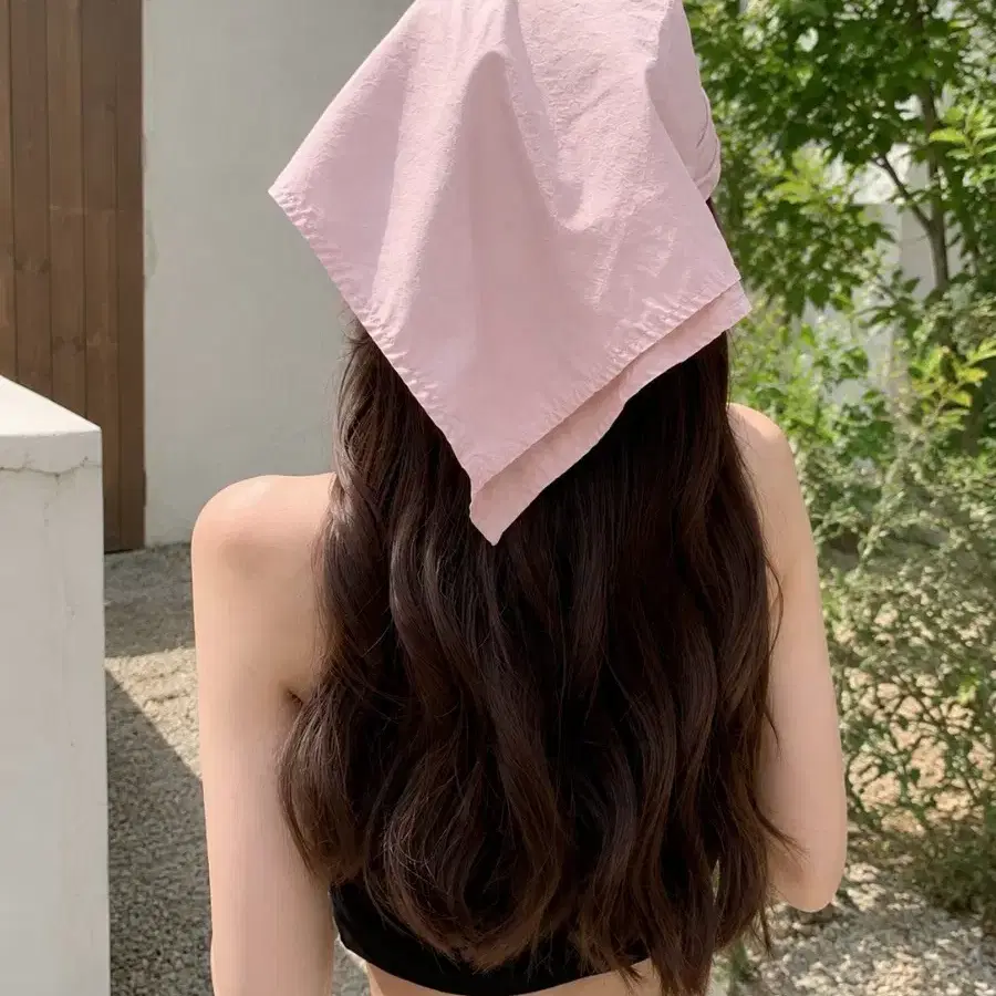 핑크색 스카프 볼캡 선쉴드
