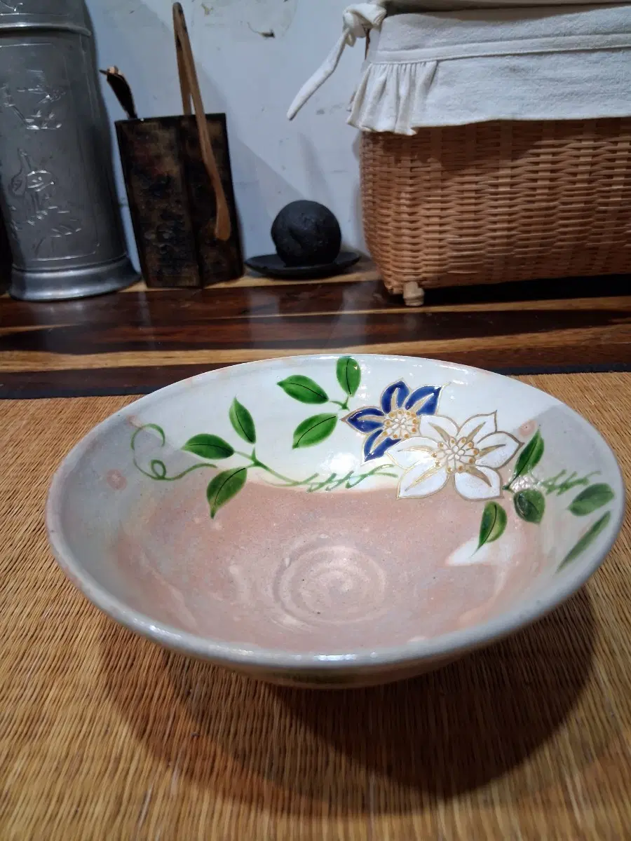 분청모미지 도자지꽃 다완
