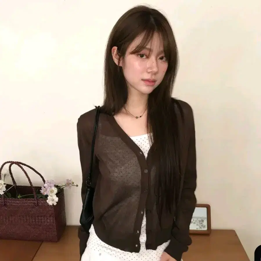[여름가디건/살안타템] 코이뮤 브이넥 린넨 살안타템 가디건 검정