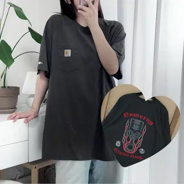 칼하트 챠콜 FORCE 포켓 백프린팅 반팔티 [ RELAXED FIT XL ]
