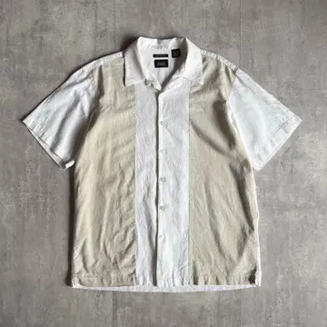 [ 00s vintage ] 린넨 x 레이온 오픈 카라 셔츠 개버딘 50s