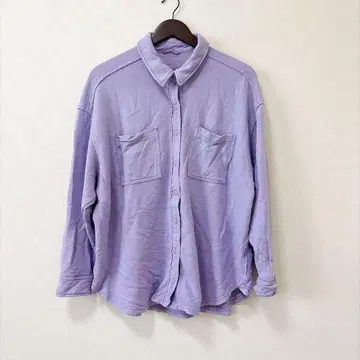 에어리 셔츠 레귤러 카라 긴팔 무지 XL 보라색 면 데일리