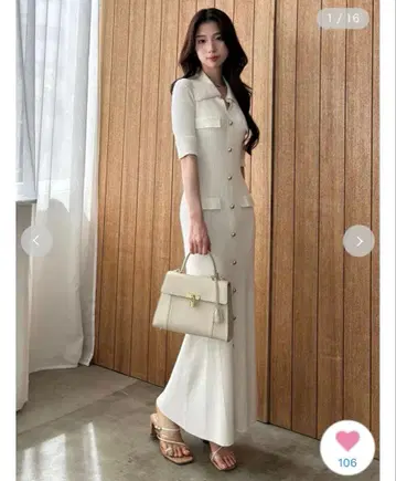 SNIDEL 프론트 버튼 니트 원피스