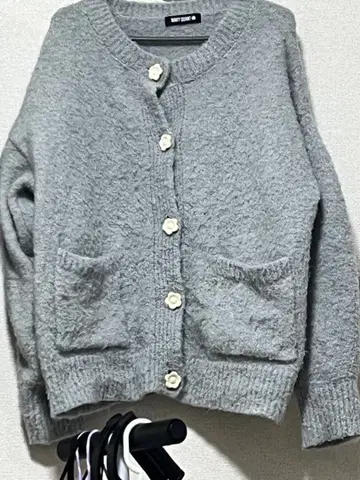 MARY QUANT 가디건 데이지 버튼 그레이